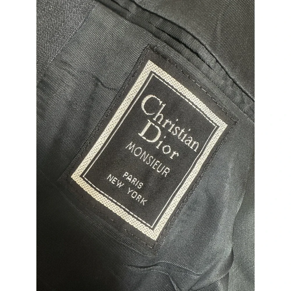 Vintage Christian Dior Blazer Mens 46R‎ Charcoal Gray 2 Button Sport Coat 80s